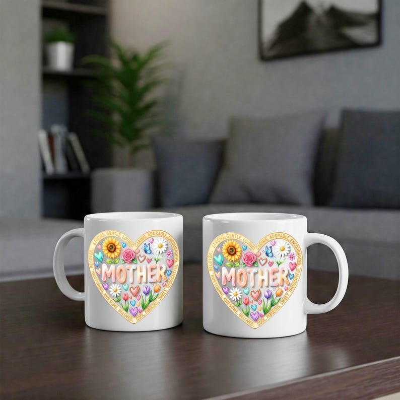 Ceramic Mug: Mother Heart Floral Design