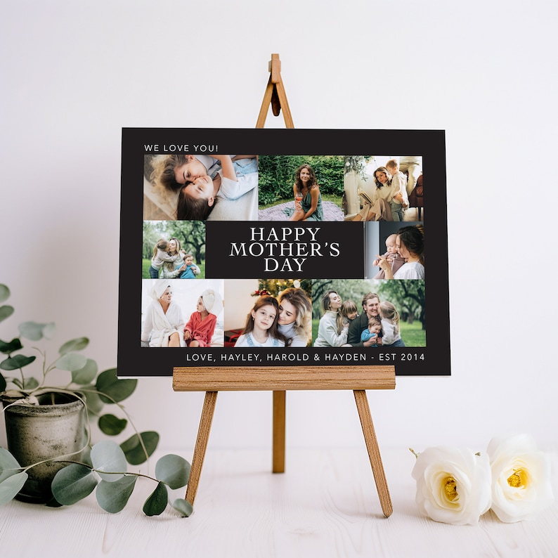 Personalized Mother's Day Photo Collage: Keepsake Gift on Canvas or Foam Board