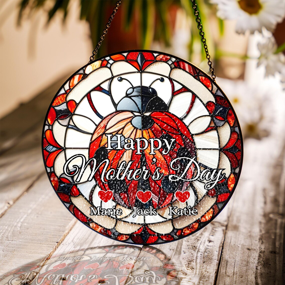 Unique Mothers Day Gift for Mom, Personalized Suncatcher with Custom Names
