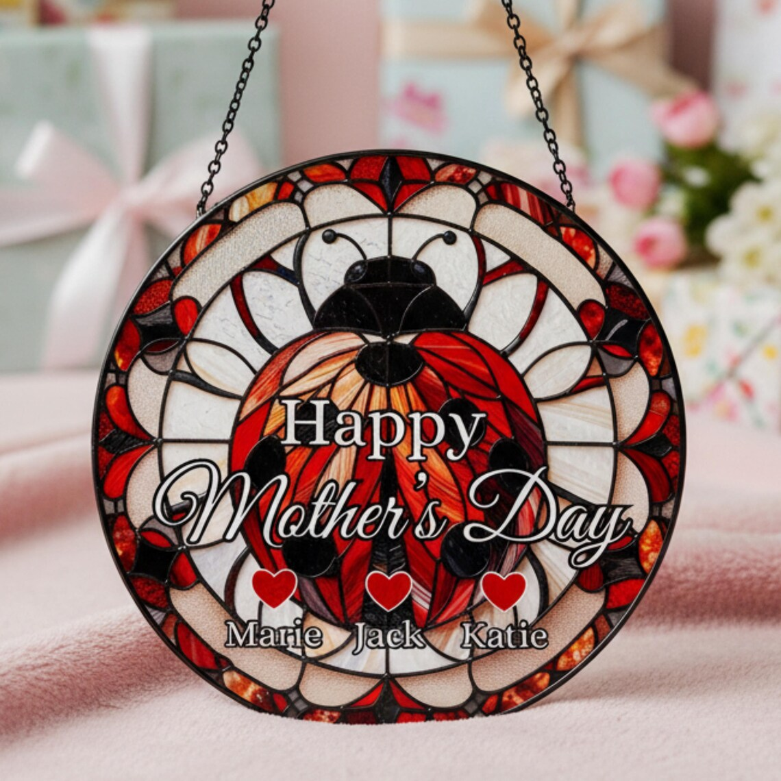 Unique Mothers Day Gift for Mom, Personalized Suncatcher with Custom Names