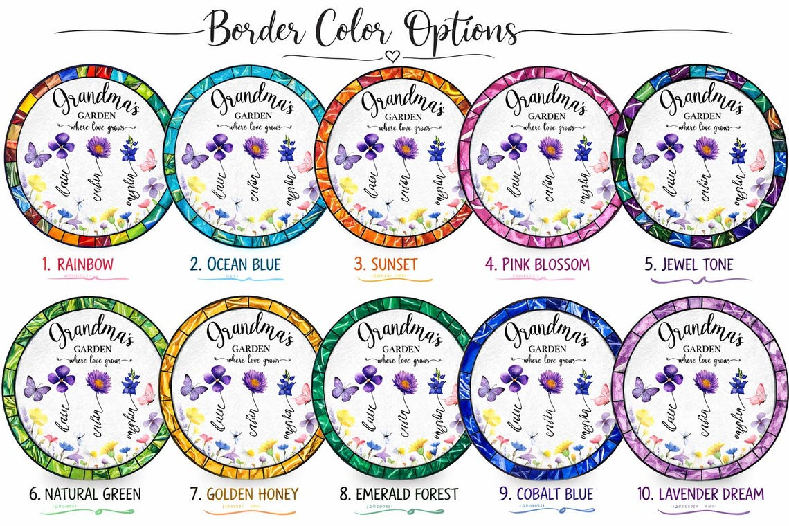 Personalized Mother's Day Stained Glass Flower Garden Suncatcher, Window Hanging Decor