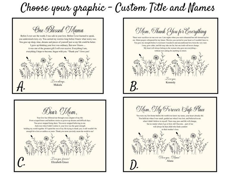 Mom Gift Canvas Wall Art, Sentimental Mom Quote, Mother’s Day Gift, Mom Birthday Gift, Floral Mom Decor,Wedding Day Gift for Mom Sentimental