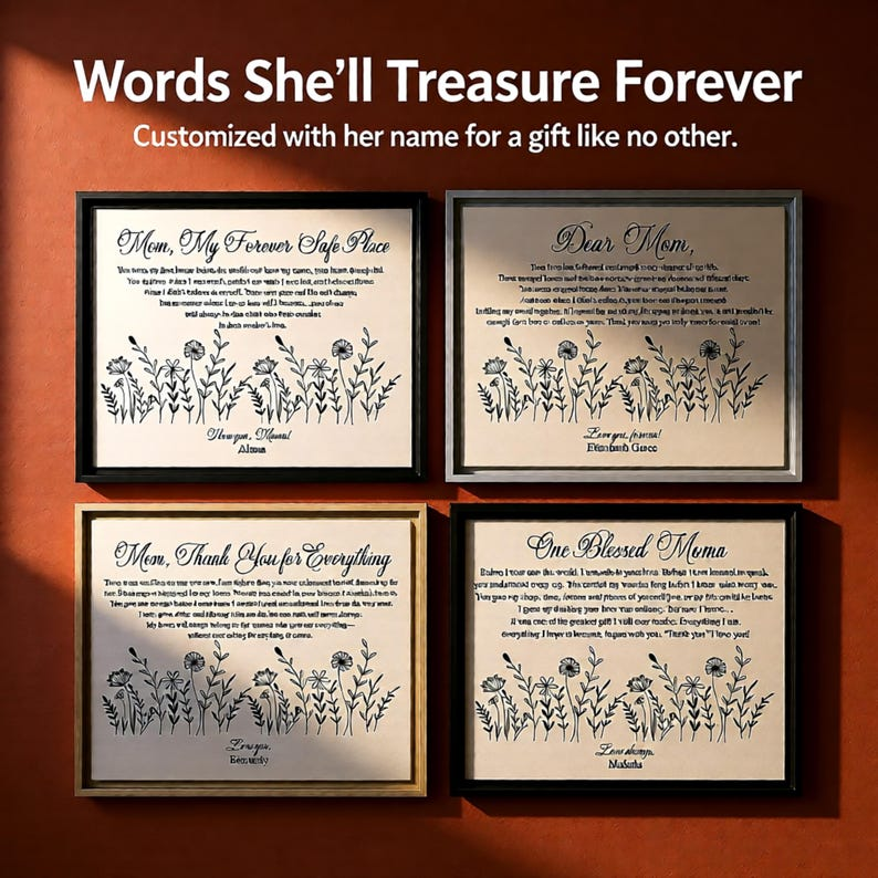 Mom Gift Canvas Wall Art, Sentimental Mom Quote, Mother’s Day Gift, Mom Birthday Gift, Floral Mom Decor,Wedding Day Gift for Mom Sentimental