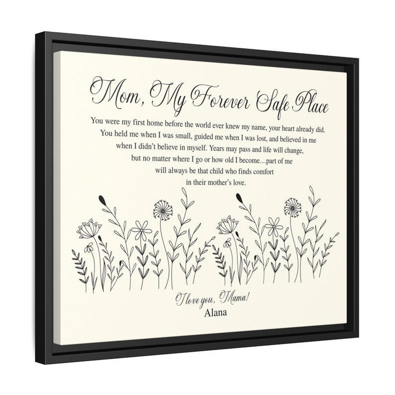 Mom Gift Canvas Wall Art, Sentimental Mom Quote, Mother’s Day Gift, Mom Birthday Gift, Floral Mom Decor,Wedding Day Gift for Mom Sentimental