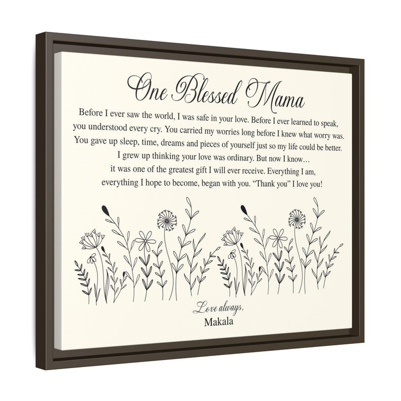 Mom Gift Canvas Wall Art, Sentimental Mom Quote, Mother’s Day Gift, Mom Birthday Gift, Floral Mom Decor,Wedding Day Gift for Mom Sentimental