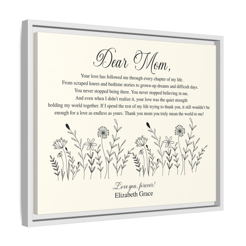 Mom Gift Canvas Wall Art, Sentimental Mom Quote, Mother’s Day Gift, Mom Birthday Gift, Floral Mom Decor,Wedding Day Gift for Mom Sentimental