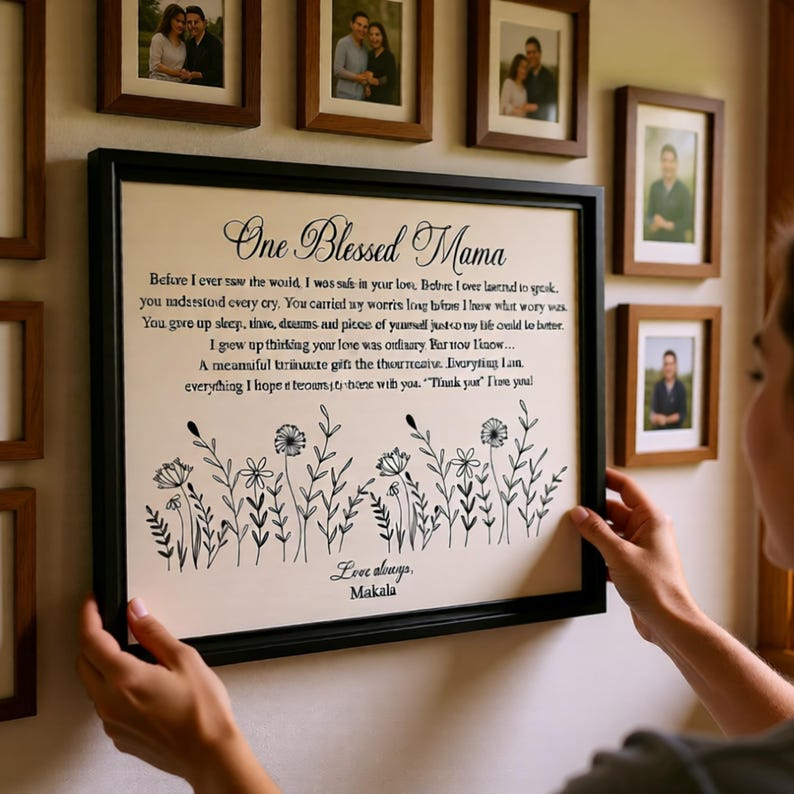 Mom Gift Canvas Wall Art, Sentimental Mom Quote, Mother’s Day Gift, Mom Birthday Gift, Floral Mom Decor,Wedding Day Gift for Mom Sentimental