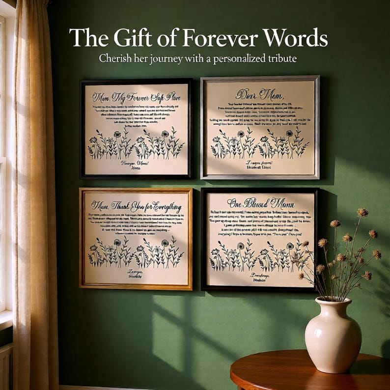 Mom Gift Canvas Wall Art, Sentimental Mom Quote, Mother’s Day Gift, Mom Birthday Gift, Floral Mom Decor,Wedding Day Gift for Mom Sentimental