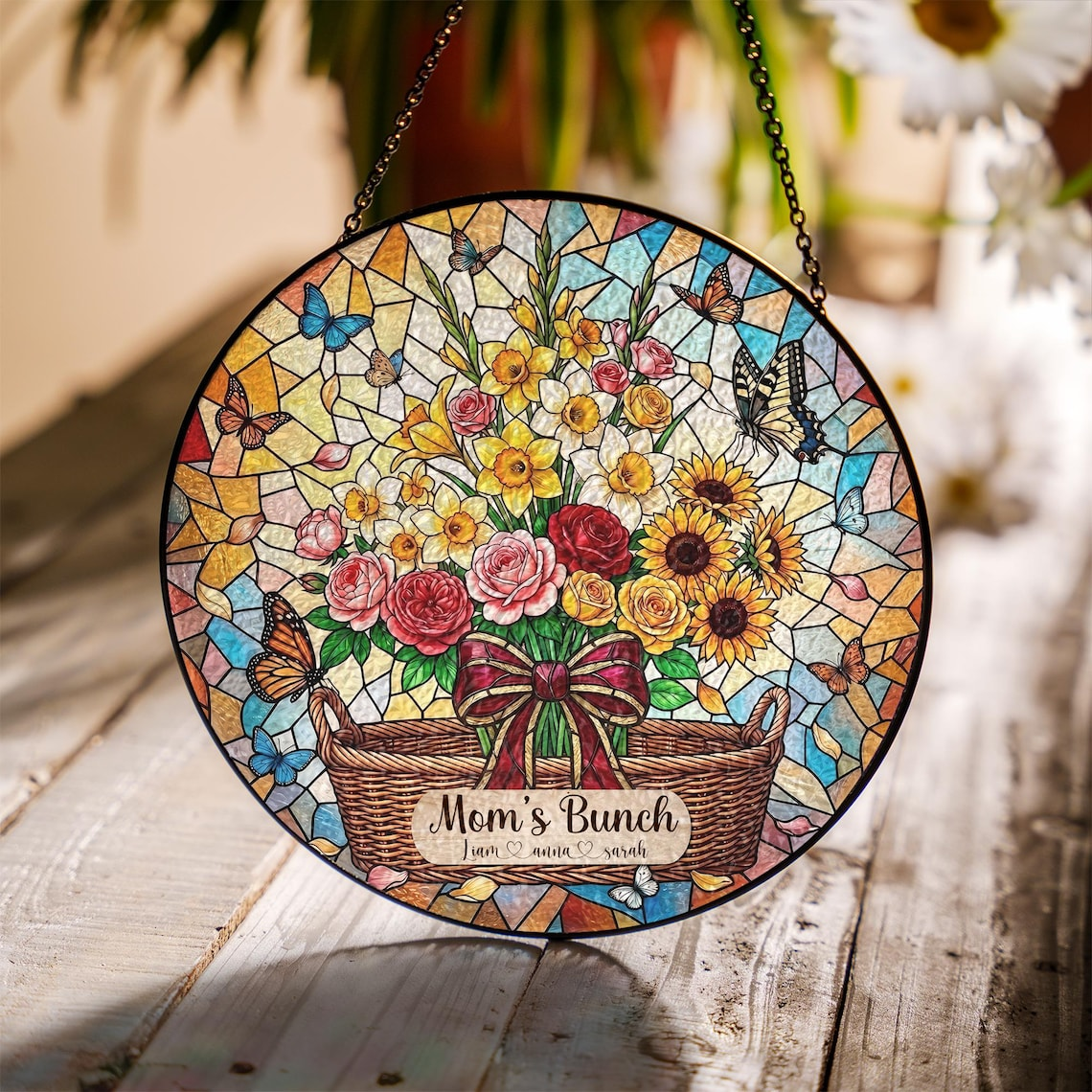 Custom Birth Flower Suncatcher for Mom, Personalized Stained Glass Window Hanging, Unique Mother’s Day Gift from Daughter, Grandma 2026