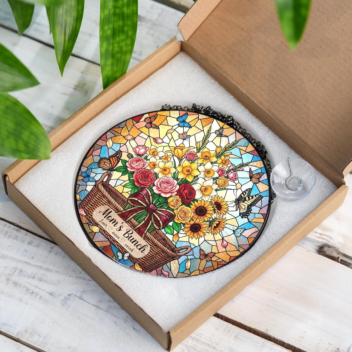 Custom Birth Flower Suncatcher for Mom, Personalized Stained Glass Window Hanging, Unique Mother’s Day Gift from Daughter, Grandma 2026