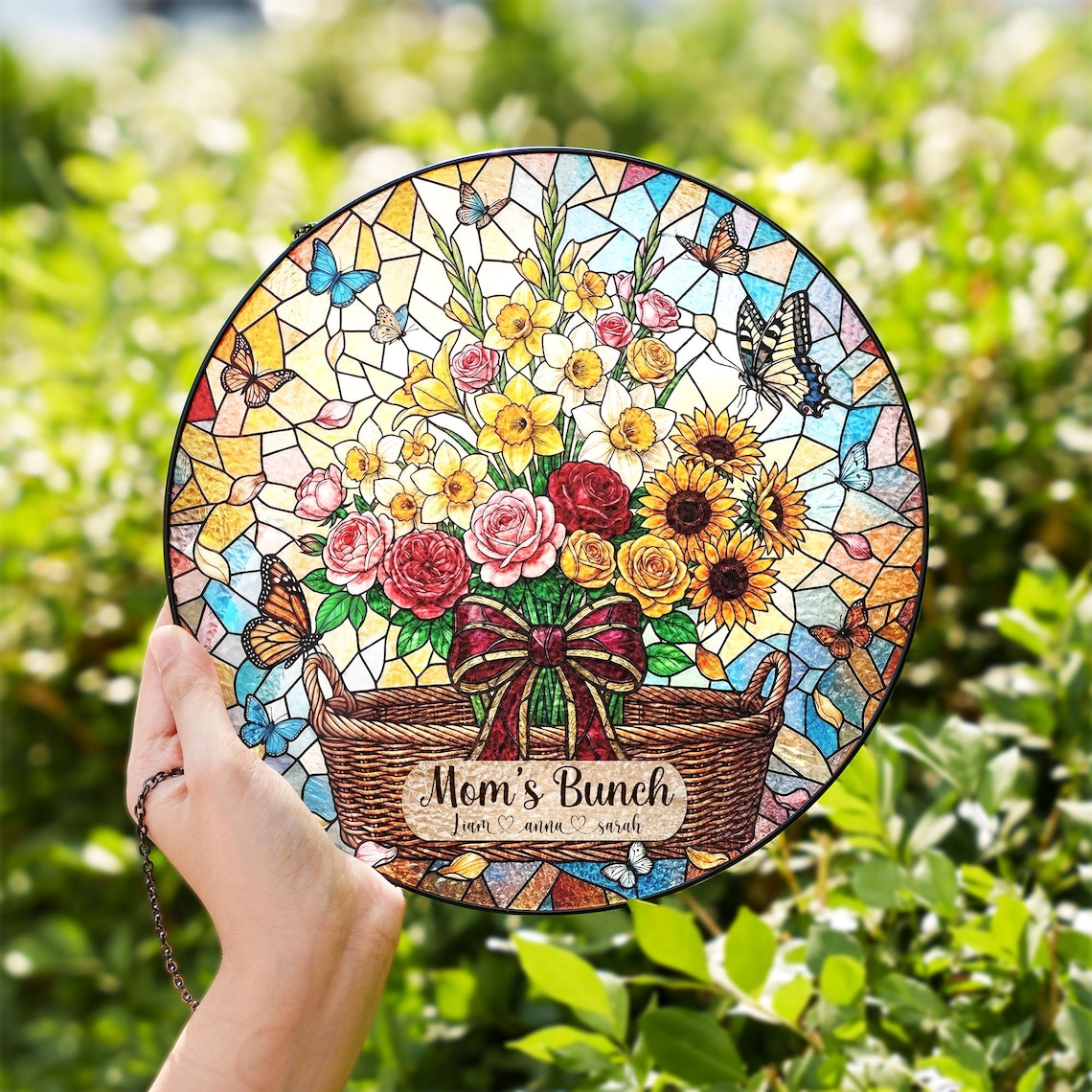 Custom Birth Flower Suncatcher for Mom, Personalized Stained Glass Window Hanging, Unique Mother’s Day Gift from Daughter, Grandma 2026