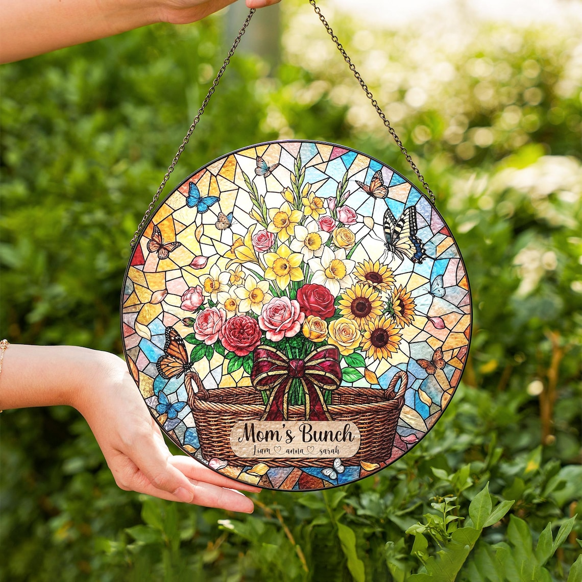 Custom Birth Flower Suncatcher for Mom, Personalized Stained Glass Window Hanging, Unique Mother’s Day Gift from Daughter, Grandma 2026