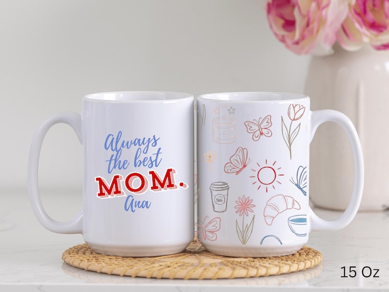 Best Mom Ever Mug – Personalized Floral & Books Gift