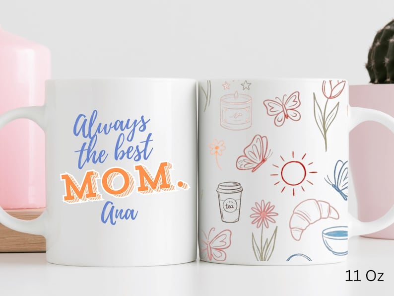 Best Mom Ever Mug – Personalized Floral & Books Gift