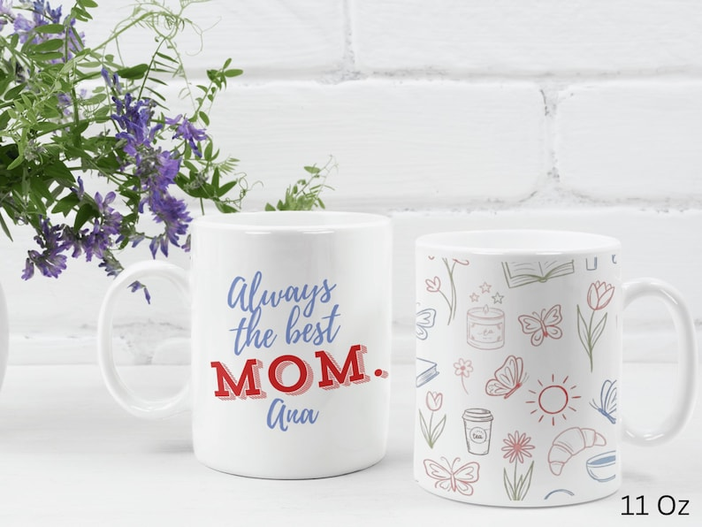 Best Mom Ever Mug – Personalized Floral & Books Gift