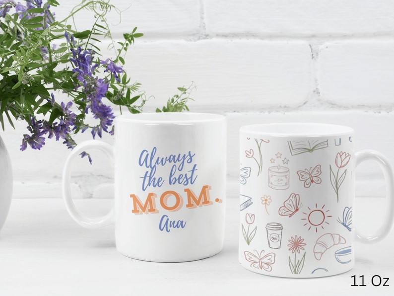 Best Mom Ever Mug – Personalized Floral & Books Gift