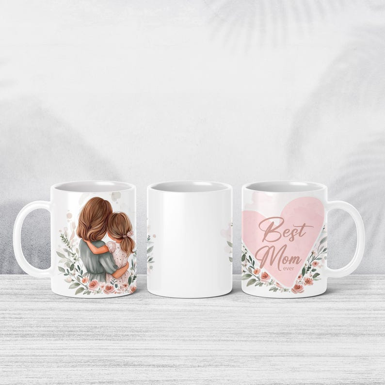 Mother's Day "Best Mom Ever" – Floral Watercolor Ceramic Coffee Mug