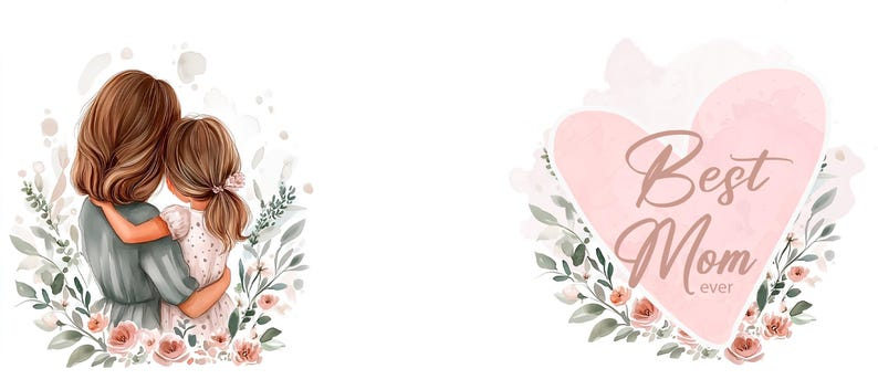 Mother's Day "Best Mom Ever" – Floral Watercolor Ceramic Coffee Mug