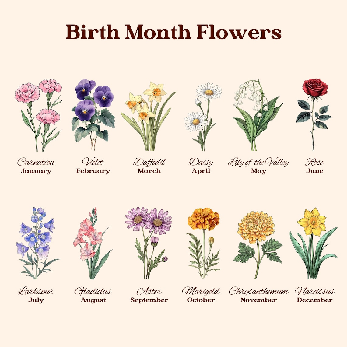 Custom Family Birth Flowers Glass Suncatcher, Personalized Flower Glass Art, Mom's Garden Gift, Mother's Day Gift, Gift for Her, Home Decor