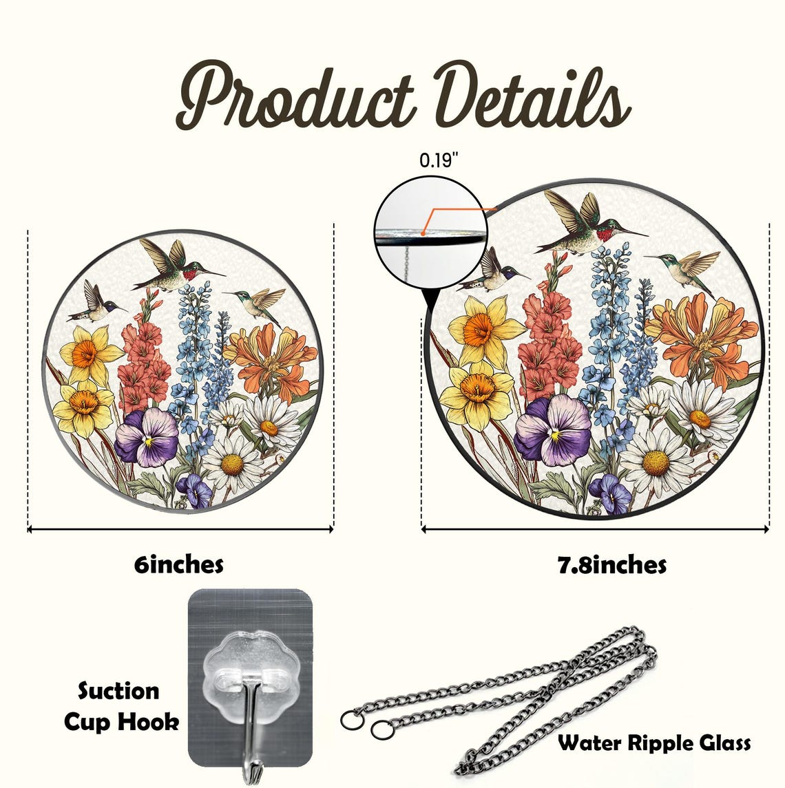 Custom Birth Flowers Glass Suncatcher, Cardinal Birth Flowers Gift, Mom's Garden Gift, Gift For Mom, Gift For Grandma, Flower Glass Art