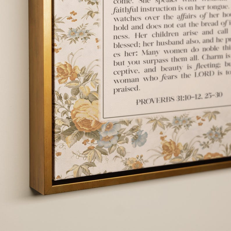 Custom Poem Wall Art | Vintage Bible Verse Canvas | Mother's Day Gift | William Morris Framed Canvas