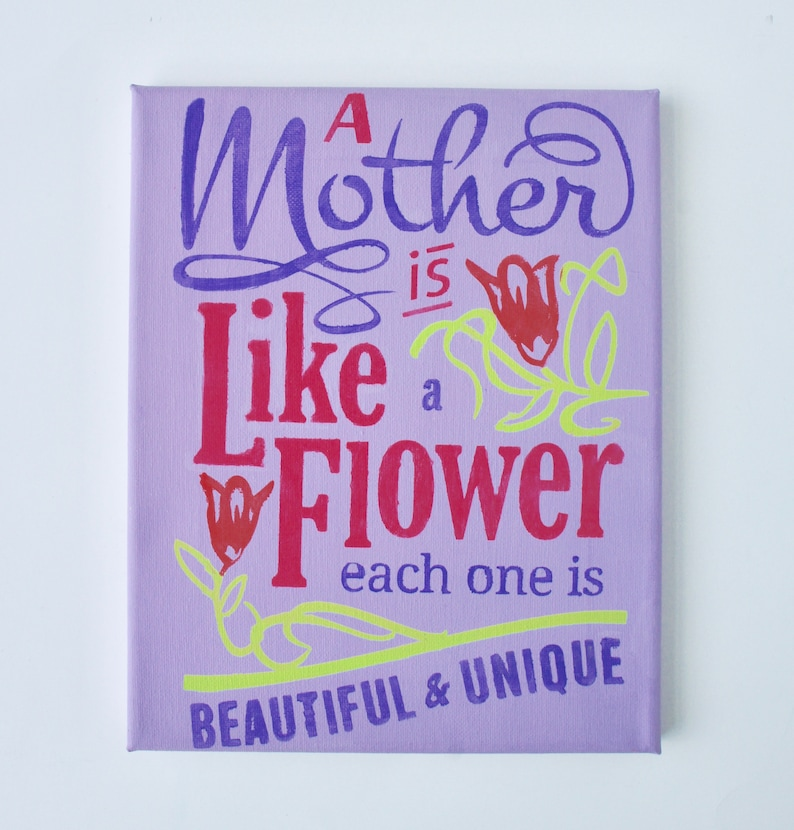 Hand-Painted Canvas Wall Art: Mother's Day Floral Gift