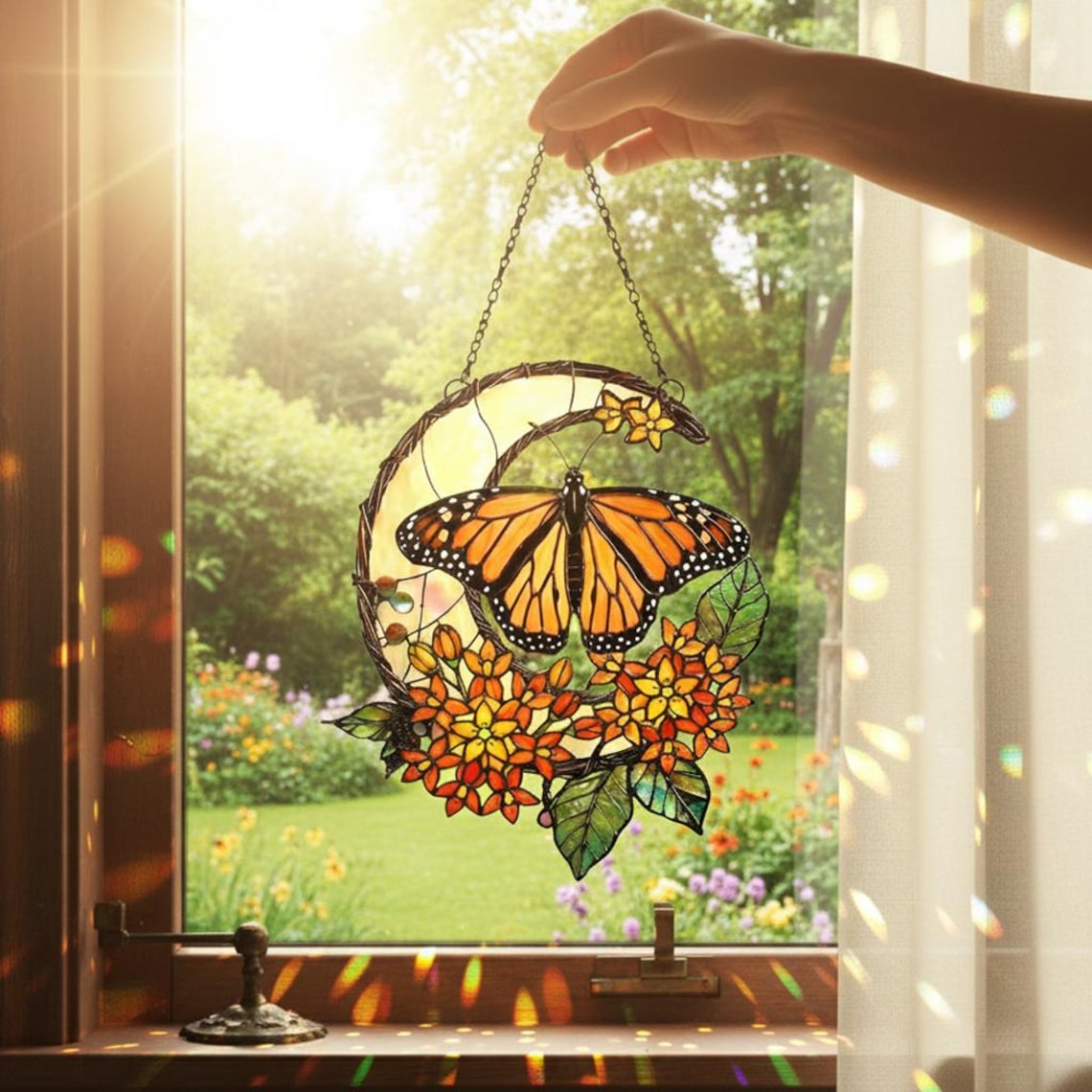 Monarch Butterfly Suncatcher, Butterfly Stained Glass Acrylic Window Hangings, Unique Mother's Day gift, Gift for Mom, Wall Art