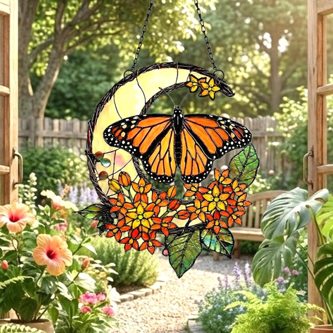 Monarch Butterfly Suncatcher, Butterfly Stained Glass Acrylic Window Hangings, Unique Mother's Day gift, Gift for Mom, Wall Art