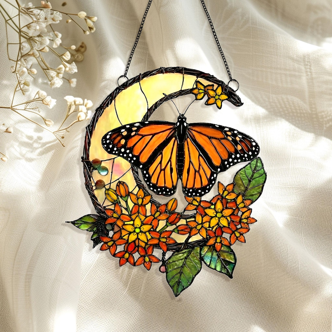 Monarch Butterfly Suncatcher, Butterfly Stained Glass Acrylic Window Hangings, Unique Mother's Day gift, Gift for Mom, Wall Art