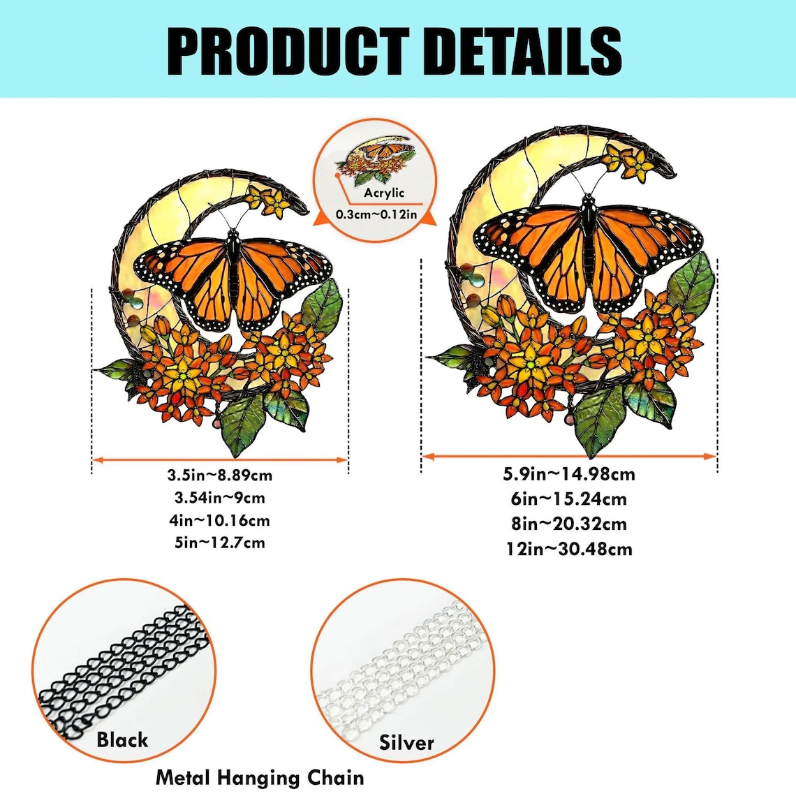 Monarch Butterfly Suncatcher, Butterfly Stained Glass Acrylic Window Hangings, Unique Mother's Day gift, Gift for Mom, Wall Art