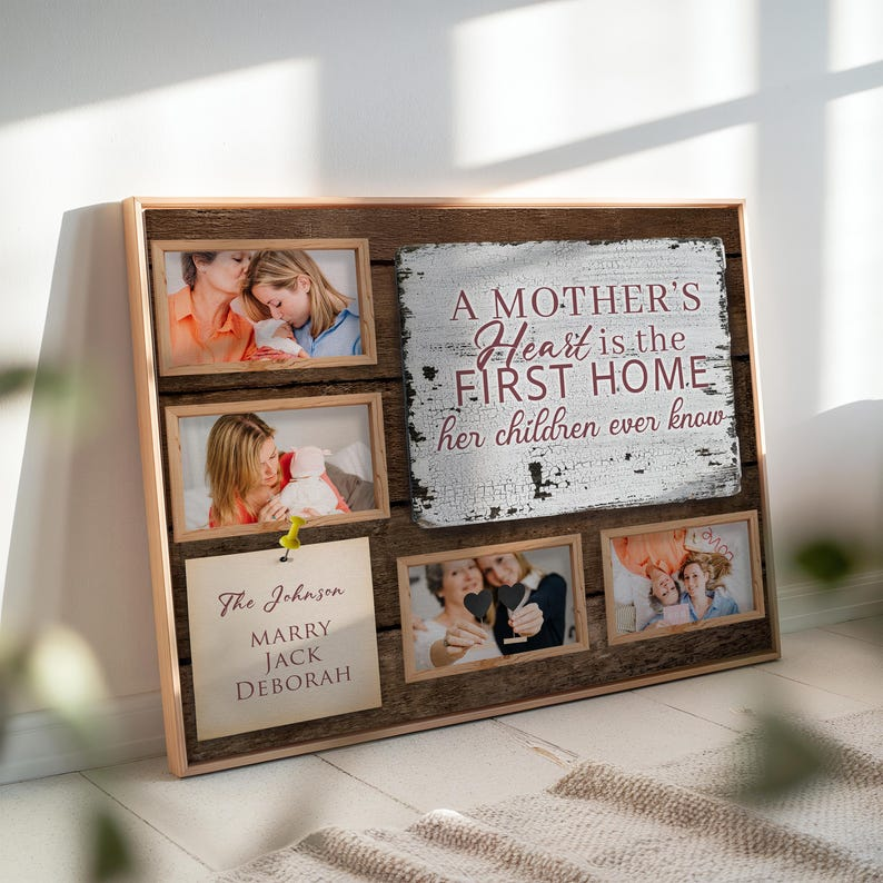 Custom Mothers Day Canvas Gift, Mom Photo Canvas Wall Decor, Mothers Day Gift, Family Photo Collage Canvas Print, Custom Poster Kids' Names