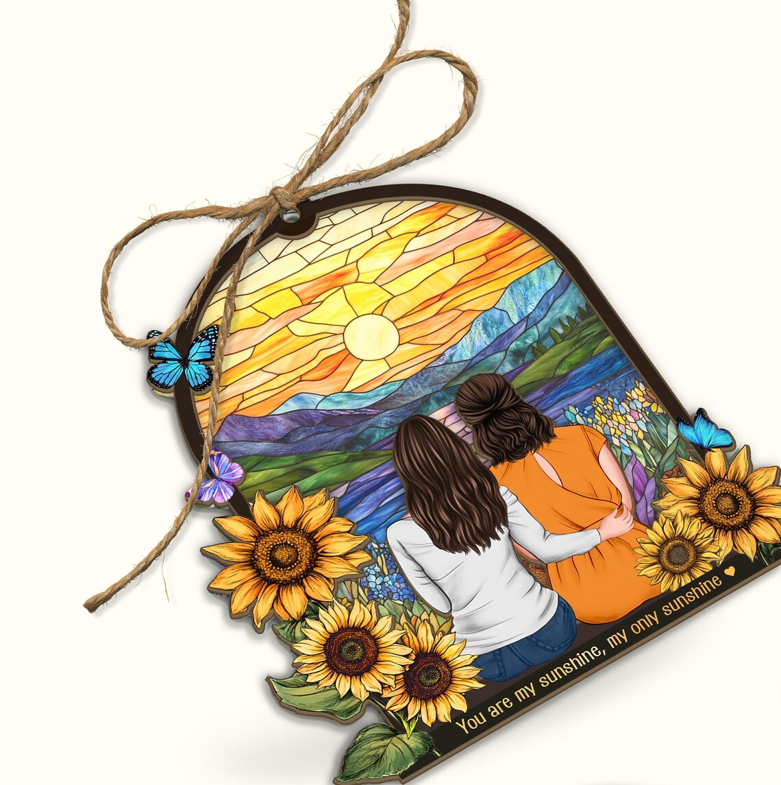 Custom Mom And Daughter Portrait Suncatcher, Mothers Day Gift, Gift For Mom, Mom Gift From Daughter, Mom Birthday Gift, Window Hanging
