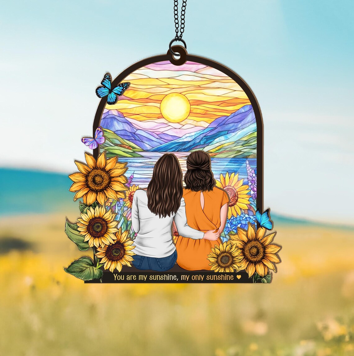 Custom Mom And Daughter Portrait Suncatcher, Mothers Day Gift, Gift For Mom, Mom Gift From Daughter, Mom Birthday Gift, Window Hanging