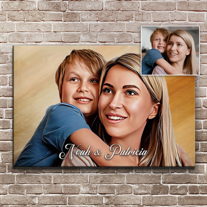 Mothers Day Present | Custom Gift for Mom | Watercolor Print from Photo Canvas Wall Art | Mothers Day Gift | Birthday Present For Wife