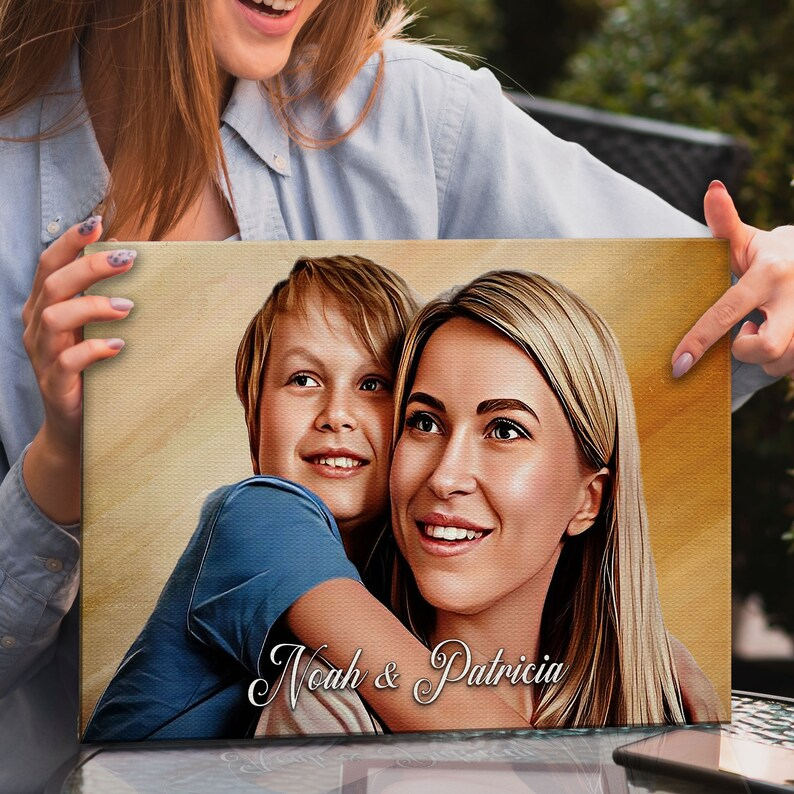 Mothers Day Present | Custom Gift for Mom | Watercolor Print from Photo Canvas Wall Art | Mothers Day Gift | Birthday Present For Wife