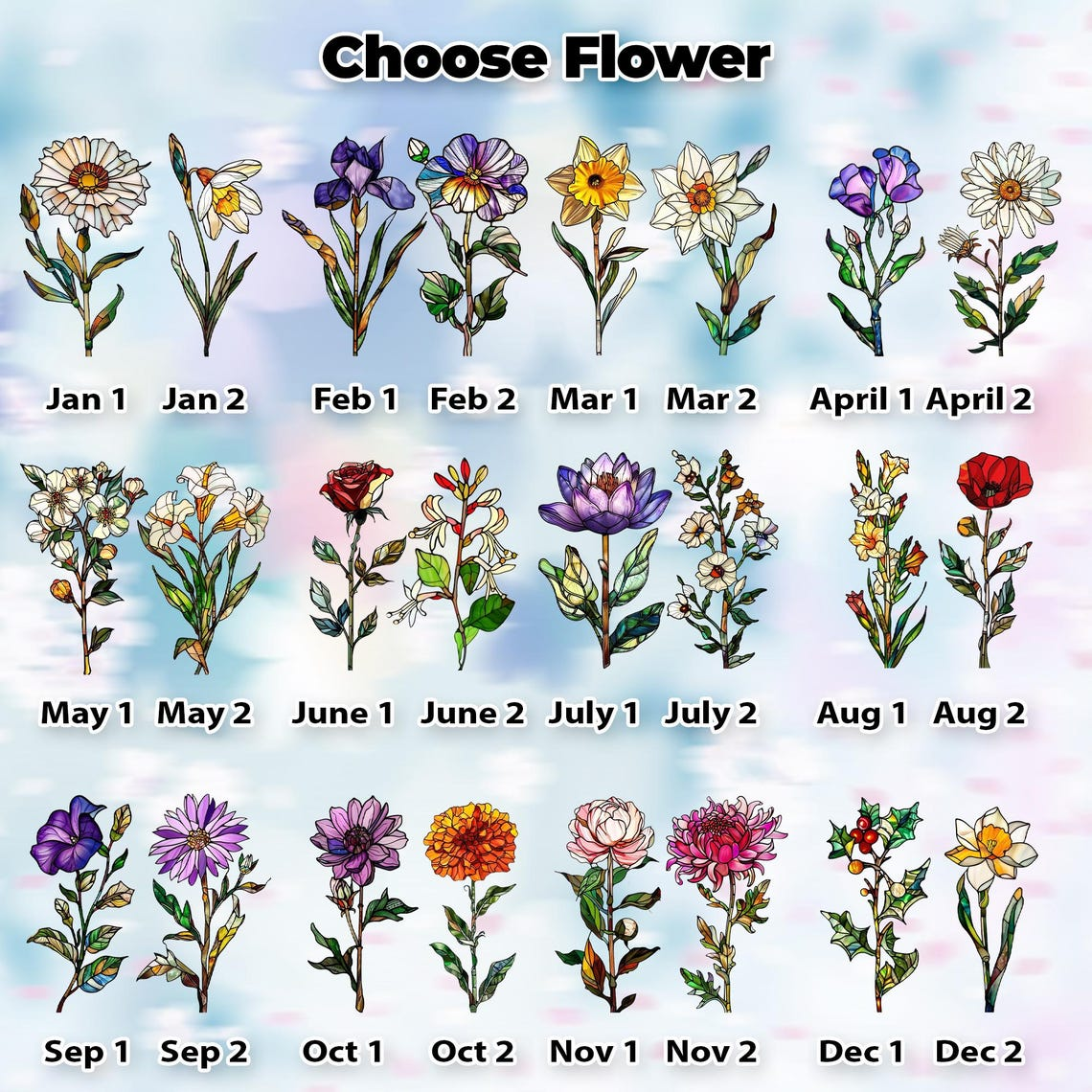 Personalized Grandma's Garden Acrylic Suncatcher, Family Birth Month Flower Window Hanging, Mother's Day Gift for Mom, Grandma Nana Gift