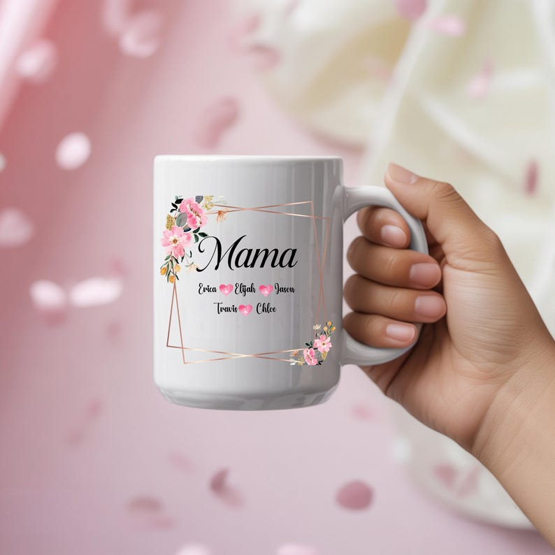 Personalized Mama Mug – Custom Kids Names Coffee Cup, “My Bosses Call Me Mama”, Perfect Mothers Day Gift for Mom to Be
