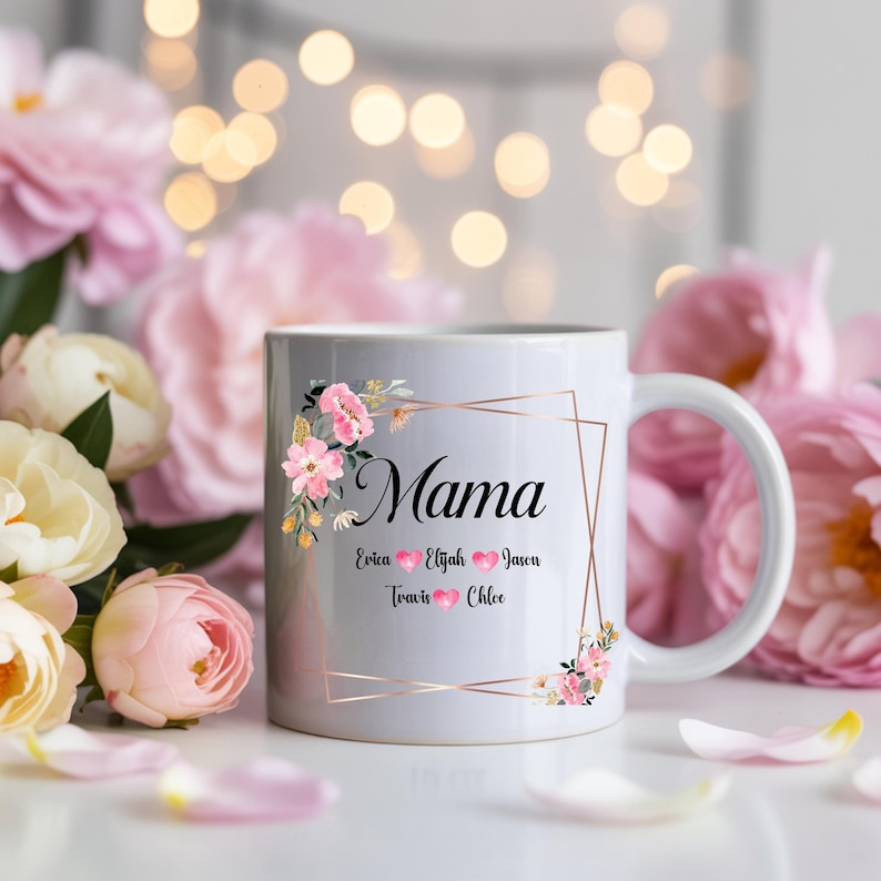 Personalized Mama Mug – Custom Kids Names Coffee Cup, “My Bosses Call Me Mama”, Perfect Mothers Day Gift for Mom to Be