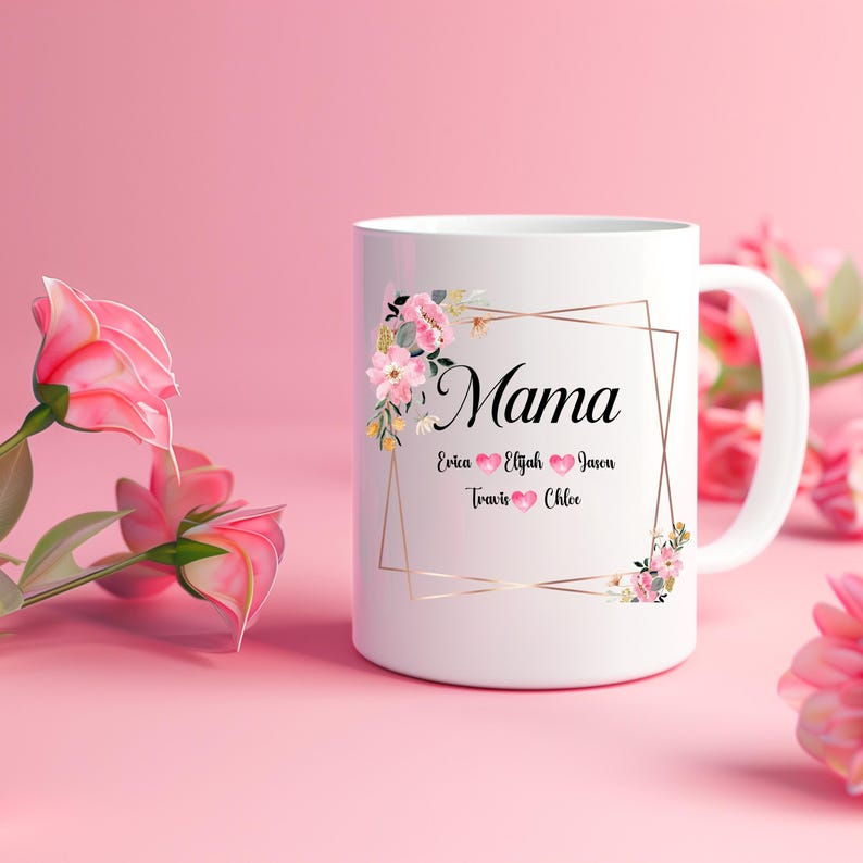 Personalized Mama Mug – Custom Kids Names Coffee Cup, “My Bosses Call Me Mama”, Perfect Mothers Day Gift for Mom to Be