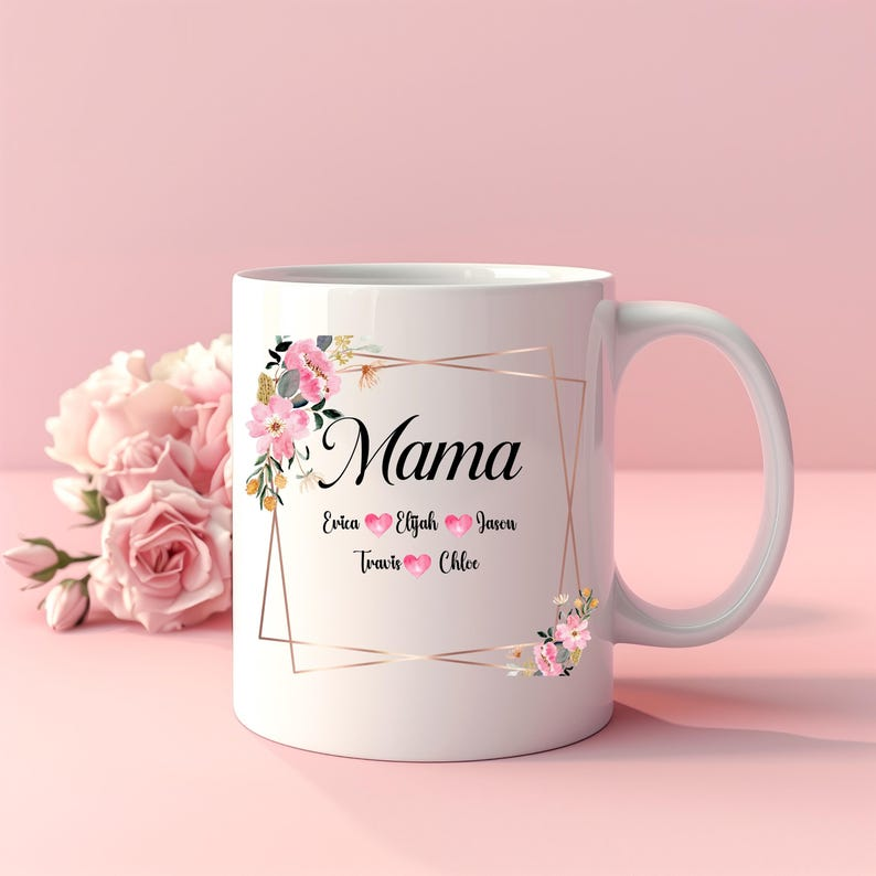Personalized Mama Mug – Custom Kids Names Coffee Cup, “My Bosses Call Me Mama”, Perfect Mothers Day Gift for Mom to Be
