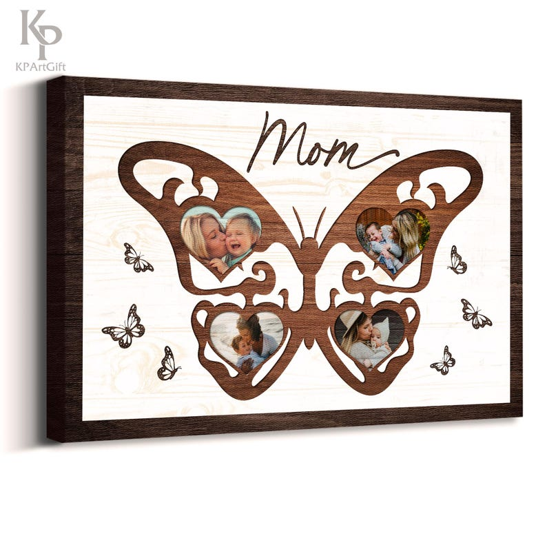 Personalized Butterfly Photo Frame Canvas – A Heartfelt Gift for Mom, Custom Picture Collage to Cherish Family Memories