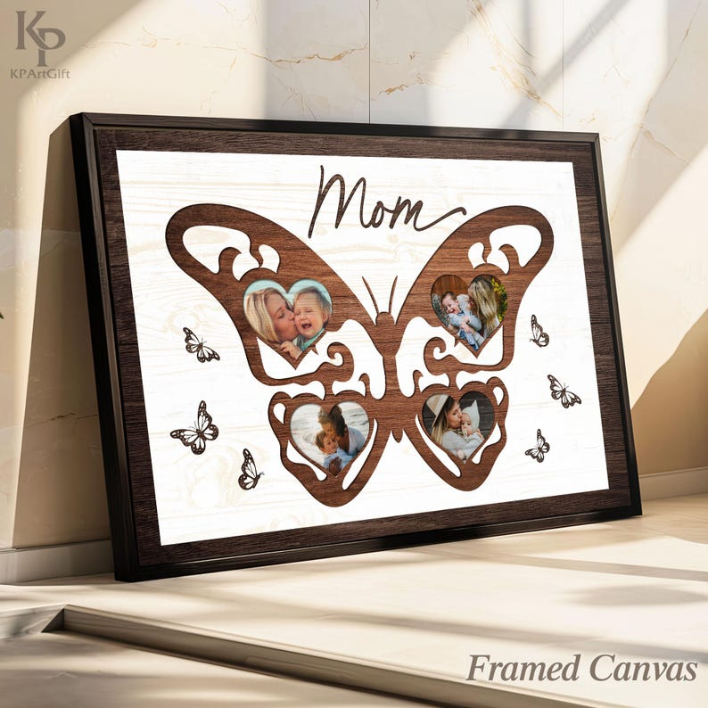 Personalized Butterfly Photo Frame Canvas – A Heartfelt Gift for Mom, Custom Picture Collage to Cherish Family Memories