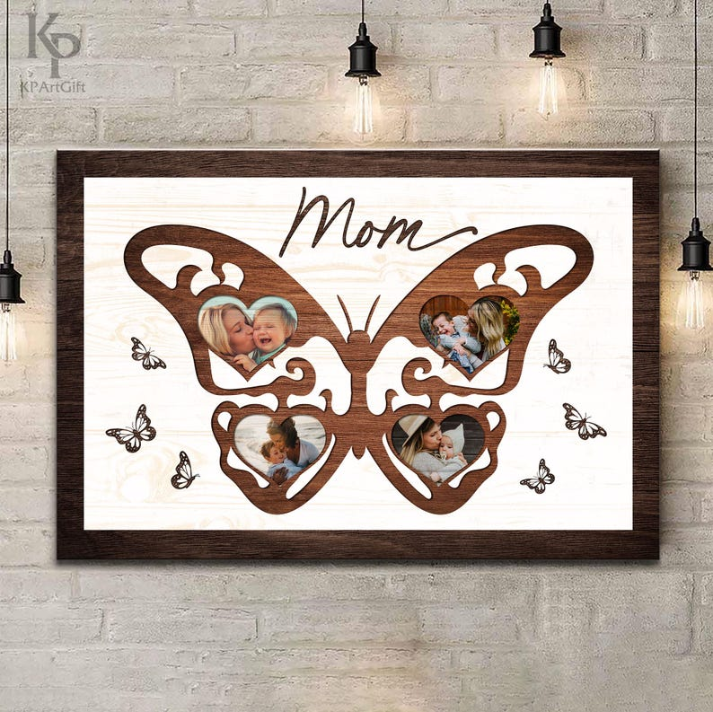 Personalized Butterfly Photo Frame Canvas – A Heartfelt Gift for Mom, Custom Picture Collage to Cherish Family Memories