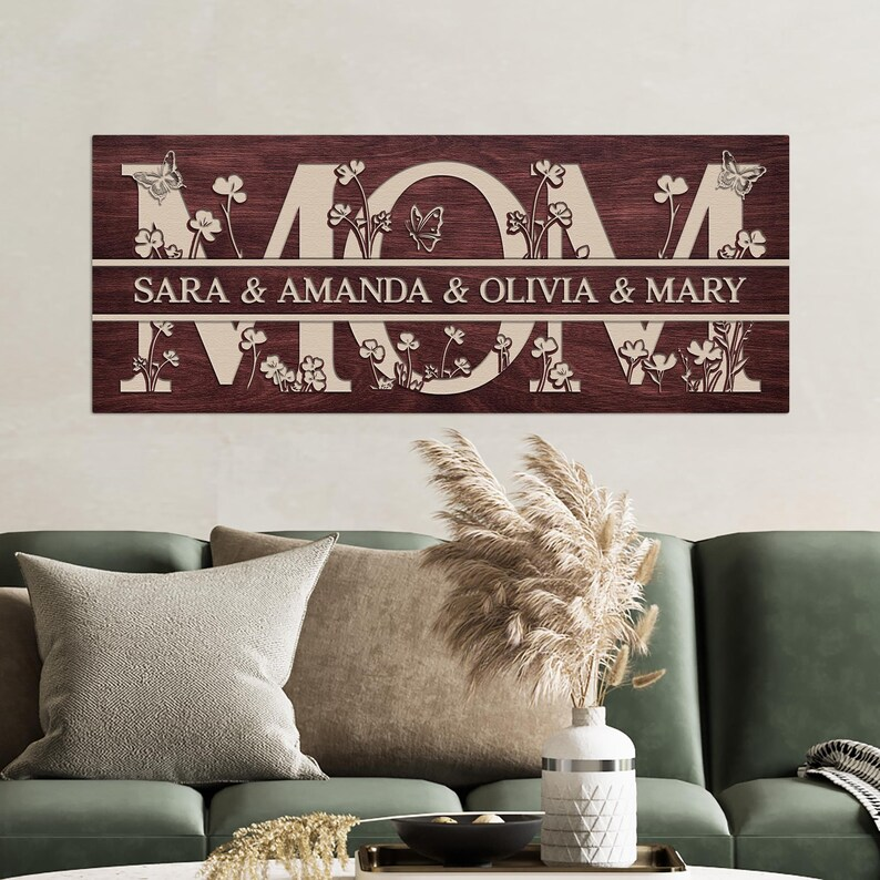 Personalized Mom Sign with Kids Names, Custom Mom Gift from Kids, Mother's Day Gift for Mom, Birthday Gift for Mom, Grandma Wall Sign