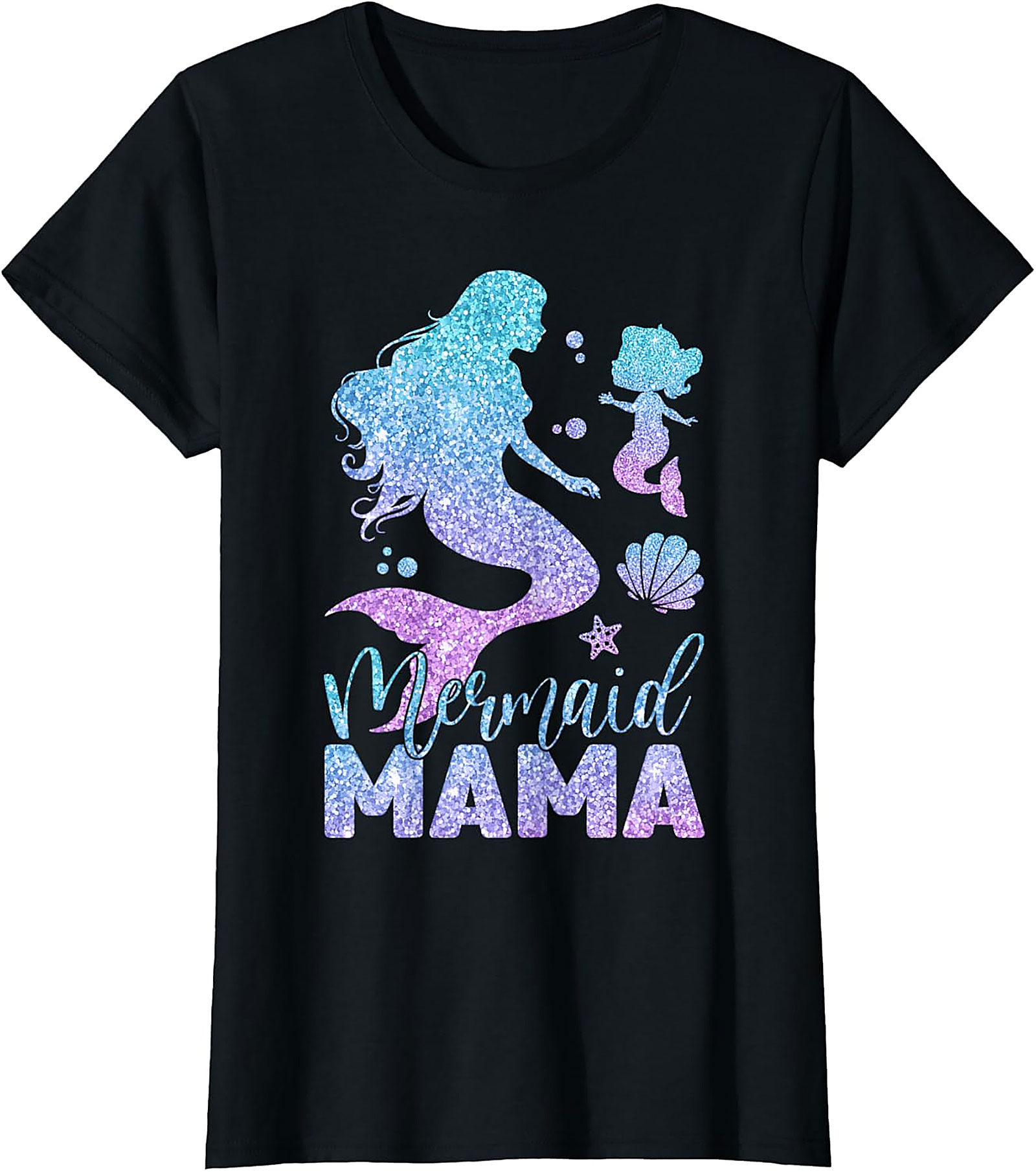  Mermaid Mama T-shirt Glitter Mermaid Graphic Tee for Moms
