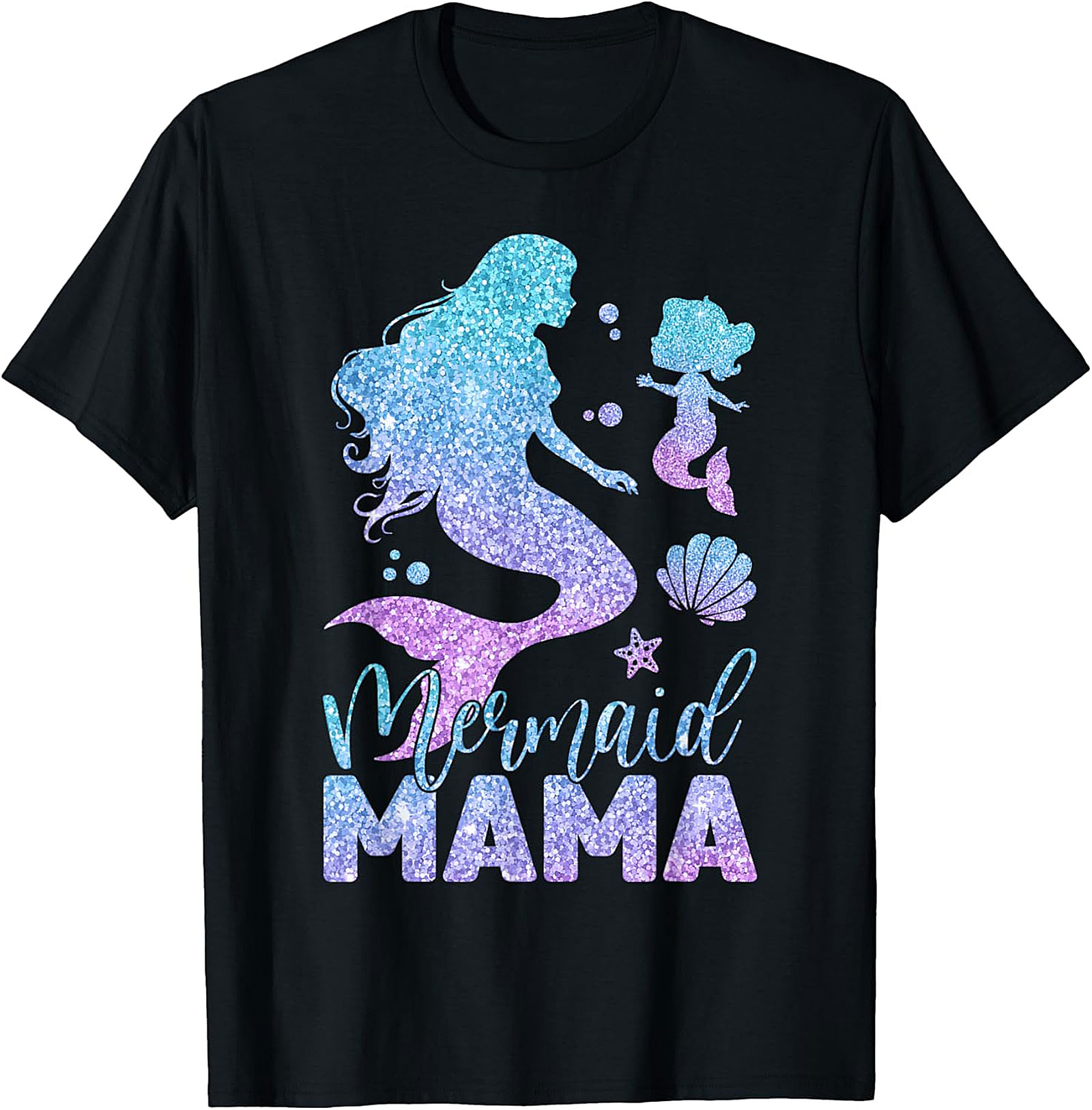 Mermaid Mama T-shirt Glitter Mermaid Graphic Tee for Moms