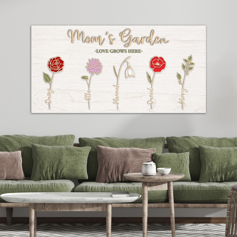 Personalized Mom Garden Sign, Birth Flower Mom Gift, Custom Grandma Garden Sign, Birth Month Flower Family Sign, Mother's Day Gift