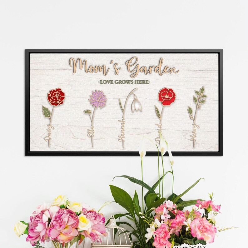 Personalized Mom Garden Sign, Birth Flower Mom Gift, Custom Grandma Garden Sign, Birth Month Flower Family Sign, Mother's Day Gift