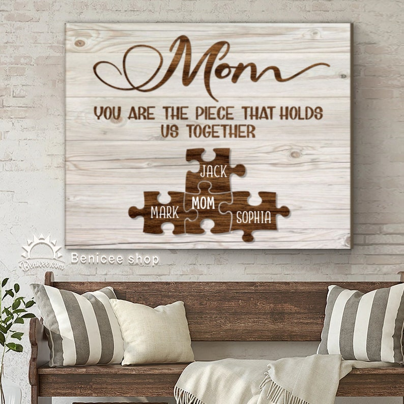 Personalized Mom Puzzle Piece Canvas, Mother's Day Gift