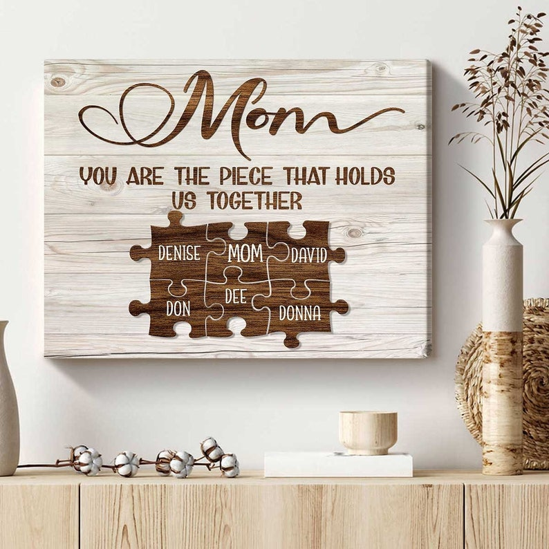 Personalized Mom Puzzle Piece Canvas, Mother's Day Gift